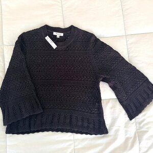 Madewell Scalloped-Trim Sweater Tee, Black, Size Small NWT